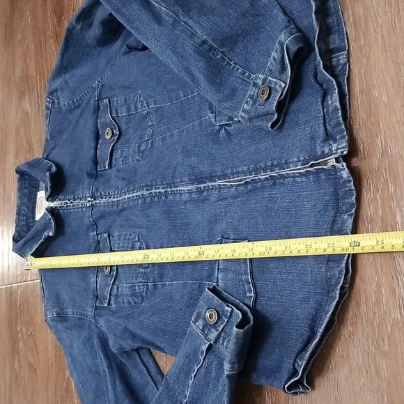 (12) Talbots Jean Jacket Denim Coastal Cowgirl Farmhouse Western Trendy Grunge - Picture 4 of 9